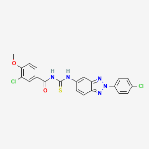 molecular formula C21H15Cl2N5O2S B3673215 3-chloro-N-({[2-(4-chlorophenyl)-2H-1,2,3-benzotriazol-5-yl]amino}carbonothioyl)-4-methoxybenzamide 