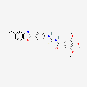 molecular formula C26H25N3O5S B3673233 N-({[4-(5-ethyl-1,3-benzoxazol-2-yl)phenyl]amino}carbonothioyl)-3,4,5-trimethoxybenzamide 