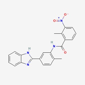 molecular formula C22H18N4O3 B3673368 N-[5-(1H-benzimidazol-2-yl)-2-methylphenyl]-2-methyl-3-nitrobenzamide 