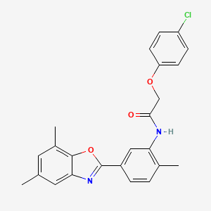 2-(4-chlorophenoxy)-N-[5-(5,7-dimethyl-1,3-benzoxazol-2-yl)-2-methylphenyl]acetamide