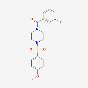 molecular formula C18H19FN2O4S B367350 (3-Fluoro-phenyl)-[4-(4-methoxy-benzenesulfonyl)-piperazin-1-yl]-methanone CAS No. 333756-78-8