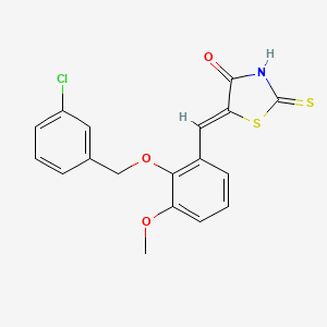 molecular formula C18H14ClNO3S2 B3673516 5-{2-[(3-chlorobenzyl)oxy]-3-methoxybenzylidene}-2-thioxo-1,3-thiazolidin-4-one 