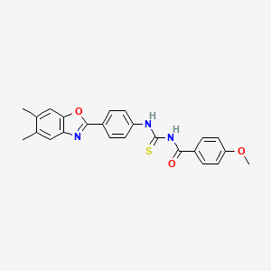 molecular formula C24H21N3O3S B3673565 N-({[4-(5,6-dimethyl-1,3-benzoxazol-2-yl)phenyl]amino}carbonothioyl)-4-methoxybenzamide 