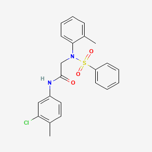 molecular formula C22H21ClN2O3S B3673591 N~1~-(3-chloro-4-methylphenyl)-N~2~-(2-methylphenyl)-N~2~-(phenylsulfonyl)glycinamide 