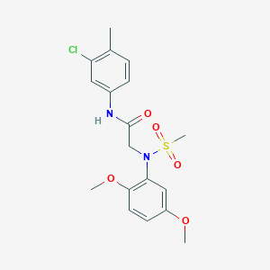 molecular formula C18H21ClN2O5S B3673659 N~1~-(3-chloro-4-methylphenyl)-N~2~-(2,5-dimethoxyphenyl)-N~2~-(methylsulfonyl)glycinamide 