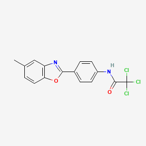 molecular formula C16H11Cl3N2O2 B3673729 2,2,2-trichloro-N-[4-(5-methyl-1,3-benzoxazol-2-yl)phenyl]acetamide 