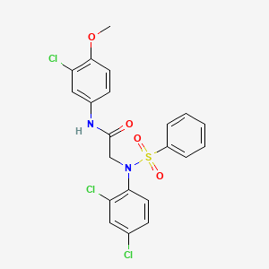 molecular formula C21H17Cl3N2O4S B3673747 N~1~-(3-chloro-4-methoxyphenyl)-N~2~-(2,4-dichlorophenyl)-N~2~-(phenylsulfonyl)glycinamide 