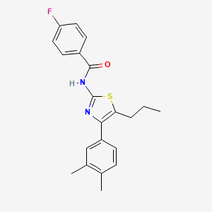 molecular formula C21H21FN2OS B3673770 N-[4-(3,4-dimethylphenyl)-5-propyl-1,3-thiazol-2-yl]-4-fluorobenzamide 