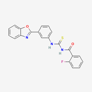 molecular formula C21H14FN3O2S B3673808 N-({[3-(1,3-benzoxazol-2-yl)phenyl]amino}carbonothioyl)-2-fluorobenzamide 