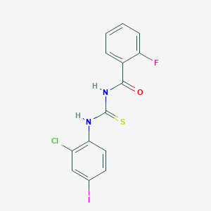 molecular formula C14H9ClFIN2OS B3673813 N-{[(2-chloro-4-iodophenyl)amino]carbonothioyl}-2-fluorobenzamide 