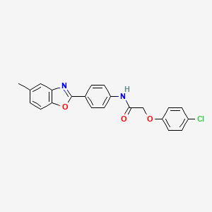 2-(4-chlorophenoxy)-N-[4-(5-methyl-1,3-benzoxazol-2-yl)phenyl]acetamide