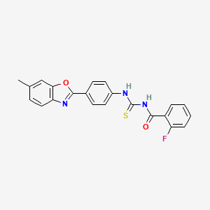 2-fluoro-N-({[4-(6-methyl-1,3-benzoxazol-2-yl)phenyl]amino}carbonothioyl)benzamide