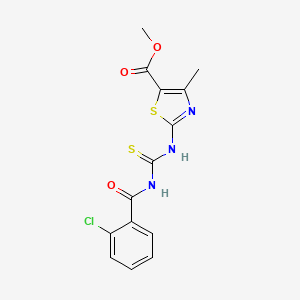 molecular formula C14H12ClN3O3S2 B3673822 methyl 2-({[(2-chlorobenzoyl)amino]carbonothioyl}amino)-4-methyl-1,3-thiazole-5-carboxylate 