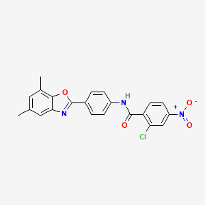 molecular formula C22H16ClN3O4 B3673829 2-chloro-N-[4-(5,7-dimethyl-1,3-benzoxazol-2-yl)phenyl]-4-nitrobenzamide 