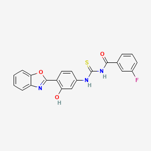 molecular formula C21H14FN3O3S B3673833 N-({[4-(1,3-benzoxazol-2-yl)-3-hydroxyphenyl]amino}carbonothioyl)-3-fluorobenzamide 