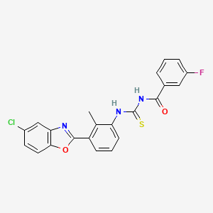 molecular formula C22H15ClFN3O2S B3673913 N-({[3-(5-chloro-1,3-benzoxazol-2-yl)-2-methylphenyl]amino}carbonothioyl)-3-fluorobenzamide 