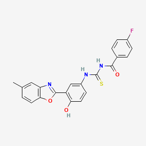 molecular formula C22H16FN3O3S B3673933 4-fluoro-N-({[4-hydroxy-3-(5-methyl-1,3-benzoxazol-2-yl)phenyl]amino}carbonothioyl)benzamide 