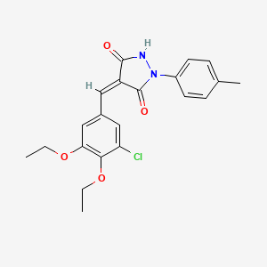 molecular formula C21H21ClN2O4 B3673955 4-(3-chloro-4,5-diethoxybenzylidene)-1-(4-methylphenyl)-3,5-pyrazolidinedione 