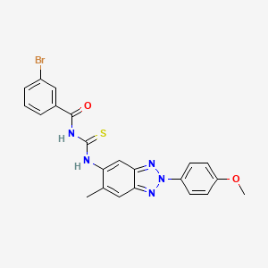 molecular formula C22H18BrN5O2S B3673957 3-bromo-N-({[2-(4-methoxyphenyl)-6-methyl-2H-1,2,3-benzotriazol-5-yl]amino}carbonothioyl)benzamide 