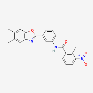 molecular formula C23H19N3O4 B3673966 N-[3-(5,6-dimethyl-1,3-benzoxazol-2-yl)phenyl]-2-methyl-3-nitrobenzamide 