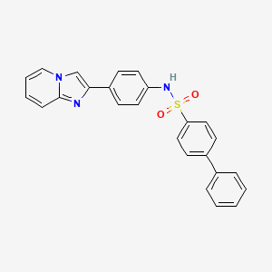 molecular formula C25H19N3O2S B3674011 N-(4-imidazo[1,2-a]pyridin-2-ylphenyl)-4-biphenylsulfonamide 