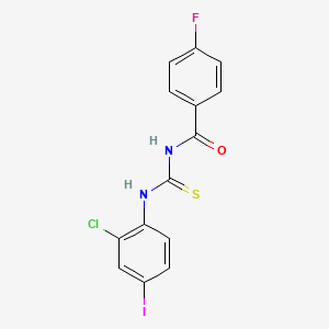 molecular formula C14H9ClFIN2OS B3674017 N-{[(2-chloro-4-iodophenyl)amino]carbonothioyl}-4-fluorobenzamide 