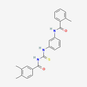 molecular formula C24H23N3O2S B3674085 3,4-dimethyl-N-[({3-[(2-methylbenzoyl)amino]phenyl}amino)carbonothioyl]benzamide 