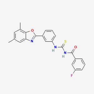 N-({[3-(5,7-dimethyl-1,3-benzoxazol-2-yl)phenyl]amino}carbonothioyl)-3-fluorobenzamide