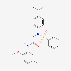 2-[N-(benzenesulfonyl)-4-propan-2-ylanilino]-N-(2-methoxy-5-methylphenyl)acetamide