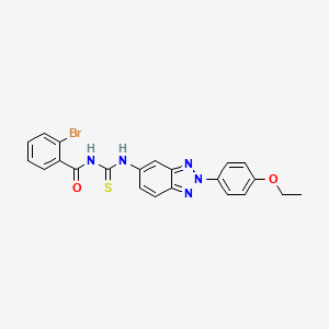 molecular formula C22H18BrN5O2S B3674131 2-bromo-N-({[2-(4-ethoxyphenyl)-2H-1,2,3-benzotriazol-5-yl]amino}carbonothioyl)benzamide 