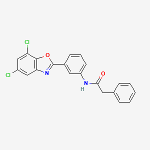 molecular formula C21H14Cl2N2O2 B3674225 N-[3-(5,7-dichloro-1,3-benzoxazol-2-yl)phenyl]-2-phenylacetamide 