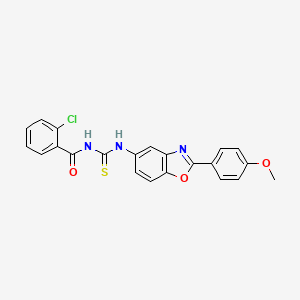 molecular formula C22H16ClN3O3S B3674253 2-chloro-N-({[2-(4-methoxyphenyl)-1,3-benzoxazol-5-yl]amino}carbonothioyl)benzamide 