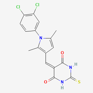 molecular formula C17H13Cl2N3O2S B3674275 5-{[1-(3,4-dichlorophenyl)-2,5-dimethyl-1H-pyrrol-3-yl]methylene}-2-thioxodihydro-4,6(1H,5H)-pyrimidinedione 