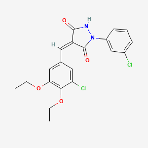 molecular formula C20H18Cl2N2O4 B3674281 4-(3-chloro-4,5-diethoxybenzylidene)-1-(3-chlorophenyl)-3,5-pyrazolidinedione 