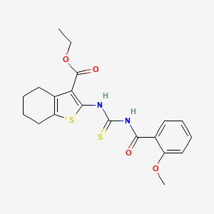 molecular formula C20H22N2O4S2 B3674289 ethyl 2-({[(2-methoxybenzoyl)amino]carbonothioyl}amino)-4,5,6,7-tetrahydro-1-benzothiophene-3-carboxylate 