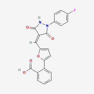 2-[5-[(Z)-[1-(4-iodophenyl)-3,5-dioxopyrazolidin-4-ylidene]methyl]furan-2-yl]benzoic acid