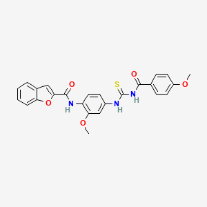 molecular formula C25H21N3O5S B3674329 N-[2-methoxy-4-({[(4-methoxyphenyl)carbonyl]carbamothioyl}amino)phenyl]-1-benzofuran-2-carboxamide 