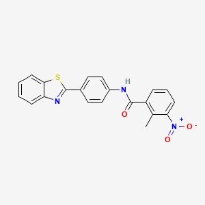 molecular formula C21H15N3O3S B3674358 N-[4-(1,3-benzothiazol-2-yl)phenyl]-2-methyl-3-nitrobenzamide 