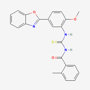 molecular formula C23H19N3O3S B3674372 N-{[5-(1,3-benzoxazol-2-yl)-2-methoxyphenyl]carbamothioyl}-2-methylbenzamide 