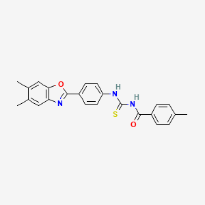 N-{[4-(5,6-dimethyl-1,3-benzoxazol-2-yl)phenyl]carbamothioyl}-4-methylbenzamide