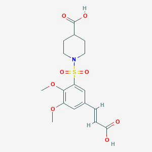 molecular formula C17H21NO8S B3674717 (E)-1-((5-(2-carboxyvinyl)-2,3-dimethoxyphenyl)sulfonyl)piperidine-4-carboxylic acid 