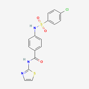 molecular formula C16H12ClN3O3S2 B3675015 4-{[(4-chlorophenyl)sulfonyl]amino}-N-1,3-thiazol-2-ylbenzamide 