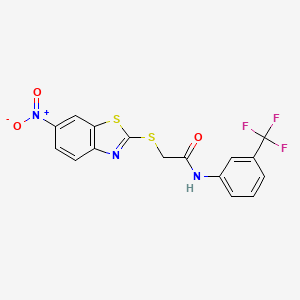 2-[(6-nitro-1,3-benzothiazol-2-yl)thio]-N-[3-(trifluoromethyl)phenyl]acetamide