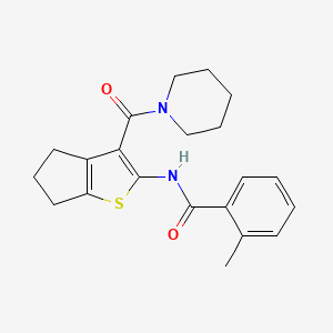 2-methyl-N-[3-(piperidine-1-carbonyl)-5,6-dihydro-4H-cyclopenta[b]thiophen-2-yl]benzamide