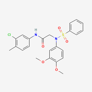 molecular formula C23H23ClN2O5S B3675450 2-[N-(benzenesulfonyl)-3,4-dimethoxyanilino]-N-(3-chloro-4-methylphenyl)acetamide 