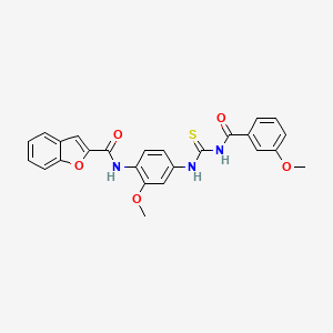 N-[2-methoxy-4-({[(3-methoxyphenyl)carbonyl]carbamothioyl}amino)phenyl]-1-benzofuran-2-carboxamide