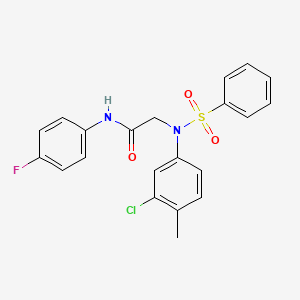 2-[N-(benzenesulfonyl)-3-chloro-4-methylanilino]-N-(4-fluorophenyl)acetamide