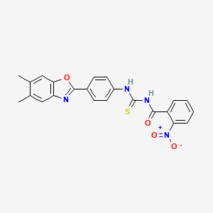 N-({[4-(5,6-dimethyl-1,3-benzoxazol-2-yl)phenyl]amino}carbonothioyl)-2-nitrobenzamide