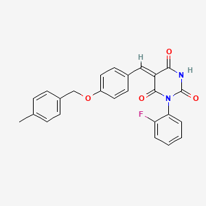 molecular formula C25H19FN2O4 B3675955 (5Z)-1-(2-fluorophenyl)-5-[[4-[(4-methylphenyl)methoxy]phenyl]methylidene]-1,3-diazinane-2,4,6-trione 