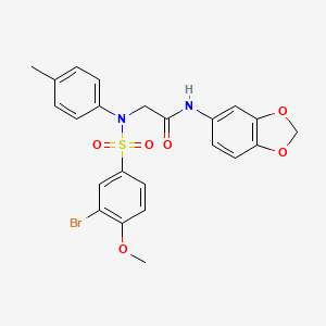 N~1~-1,3-benzodioxol-5-yl-N~2~-[(3-bromo-4-methoxyphenyl)sulfonyl]-N~2~-(4-methylphenyl)glycinamide